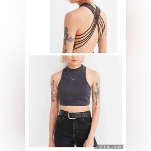 Silence + Noise Black Strappy Back Crop Top